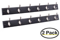 BirdRock Home Oval Hook Coat and Hat Rack | 6 Hooks | 2 Pack | Wall Mount | Black Finish | Satin Nickel Hooks