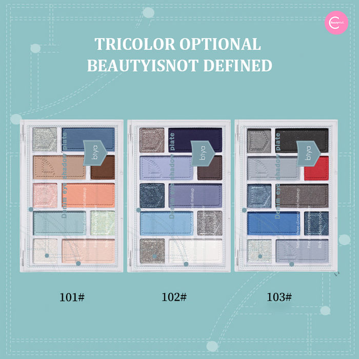 Biya Denim-Inspired 10-Color Multi-Texture Eyeshadow Palette style #103