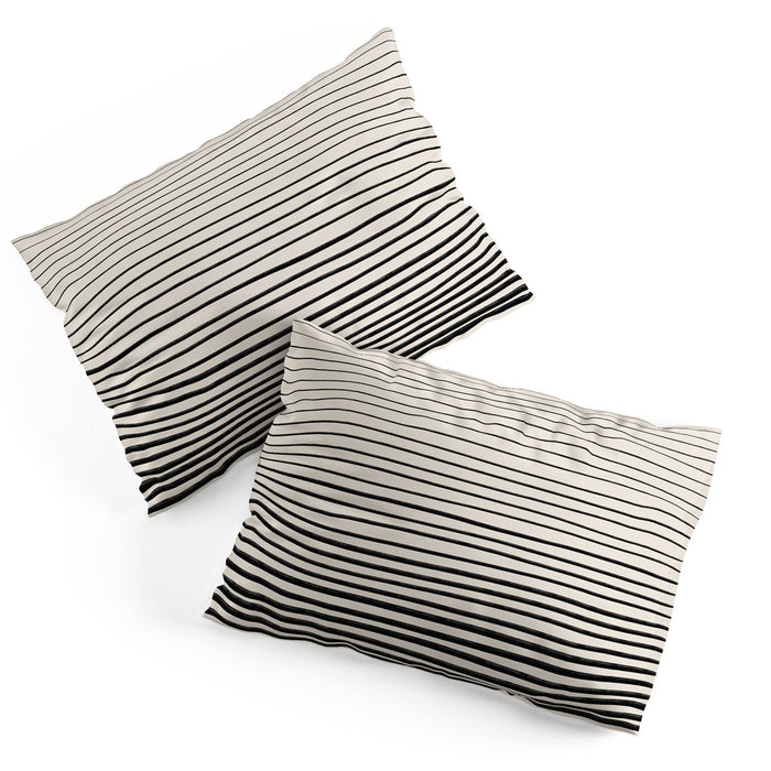 BLACK HORIZONTAL LINES PILLOW SHAMS