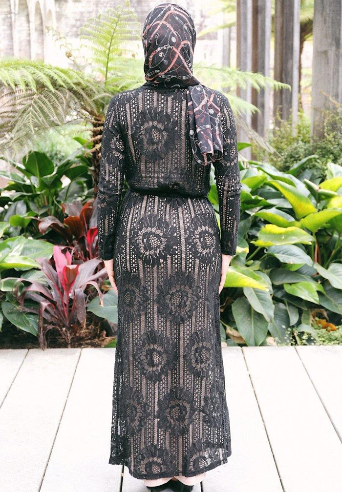 Black Lace Tie Waist Cardigan - Divinity Collection