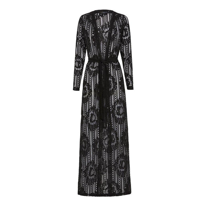 Black Lace Tie Waist Cardigan - Divinity Collection