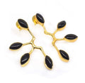 Black Onyx Marquis Sun Ray Statement Earrings 2”