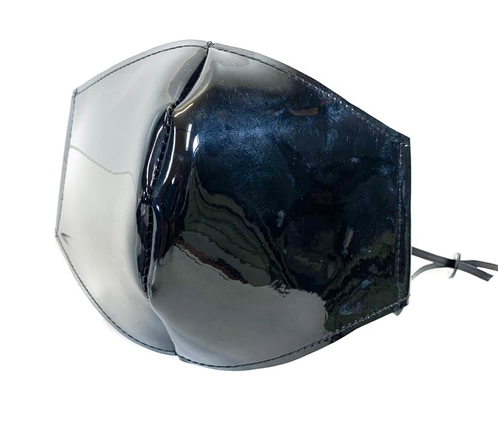 Black Patent Leather Face Mask fabric face covering mask