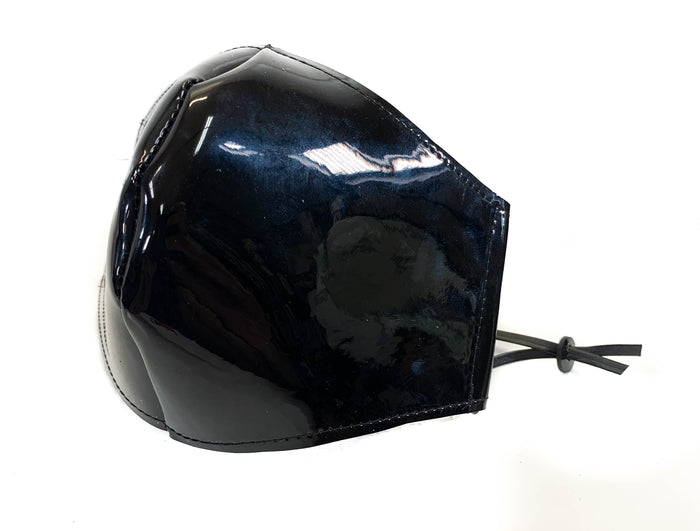 Black Patent Leather Face Mask fabric face covering mask