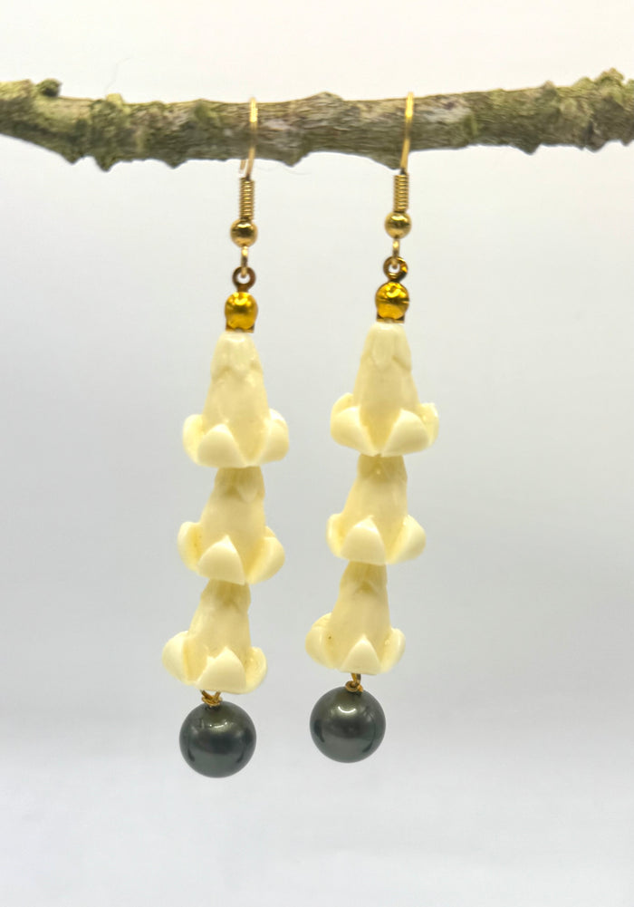 BLACK PEARL + CROWNFLOWER DANGLES