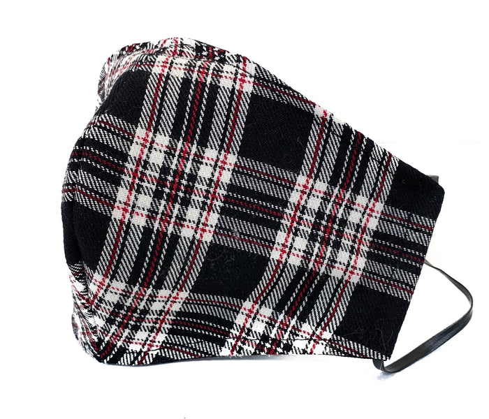 Black Plaid Fabric Face Mask fabric face covering mask