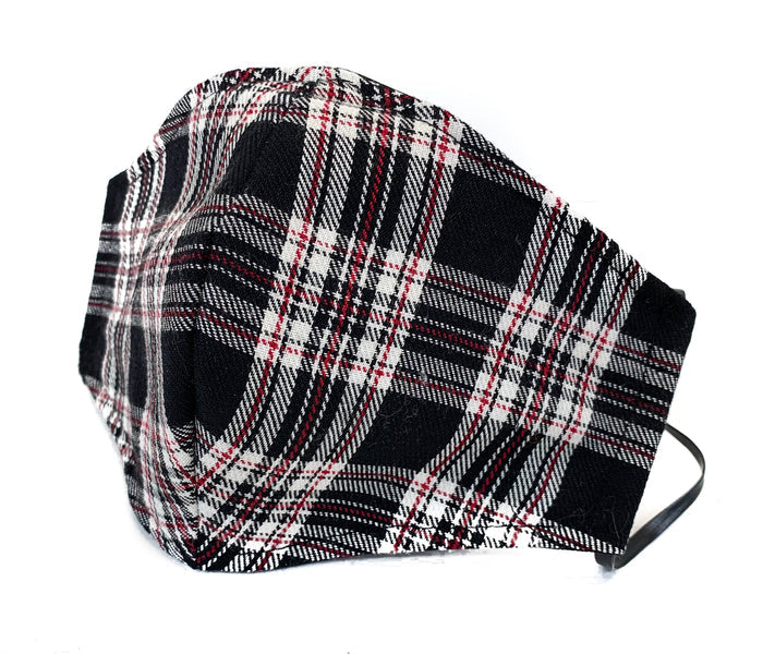 Black Plaid Fabric Face Mask fabric face covering mask