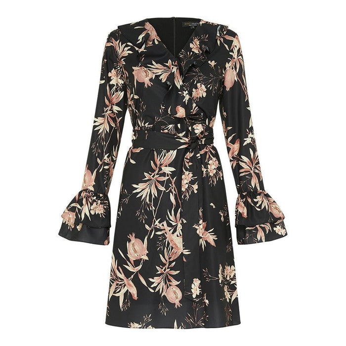 Black Ruman Frill Sleeve Tunic Top - Divinity Collection