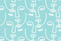 Blue Abstract Faces 2 Wall Mural-Wall Mural-Eazywallz