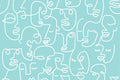 Blue Abstract Line Faces Wall Mural-Wall Mural-Eazywallz