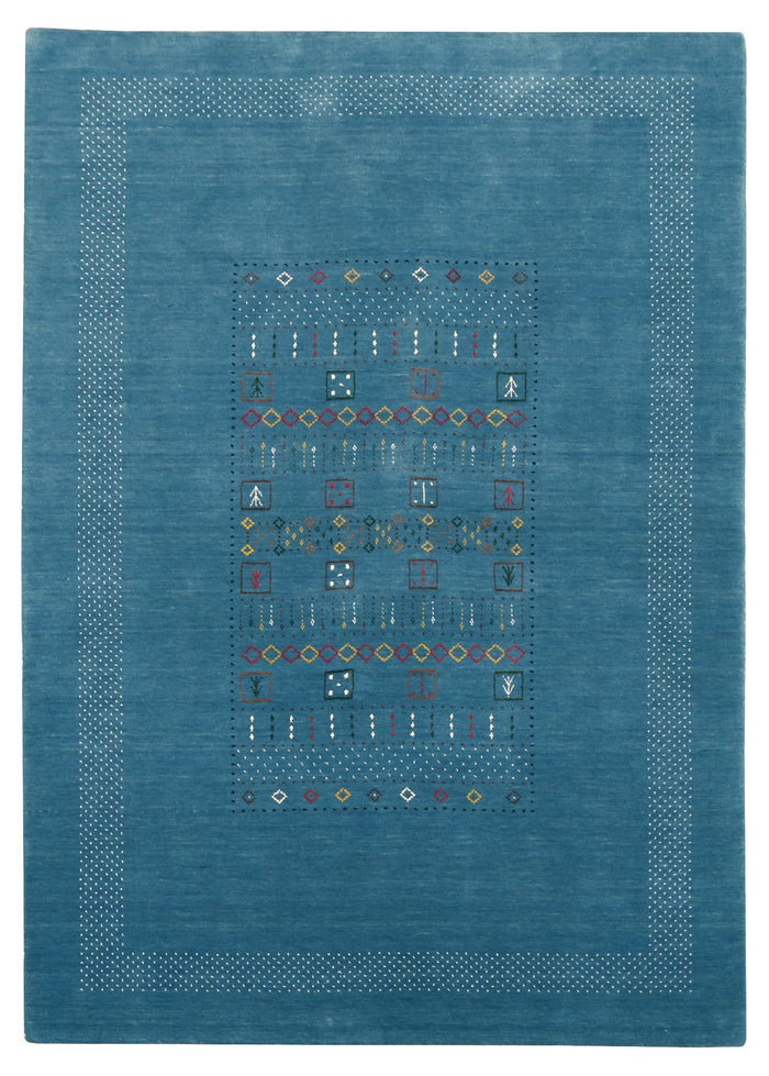 Blue And White Gabbeh Design Hand Loomed Wool Area Rug - The Rug Decor