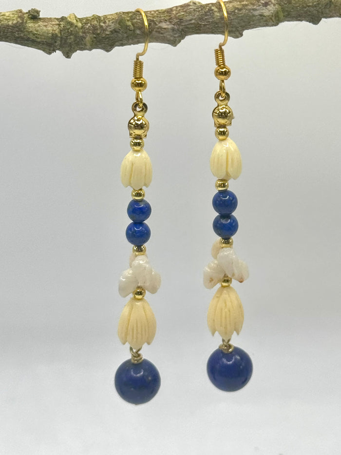 BLUE LAPIZ DANGLE EARRINGS