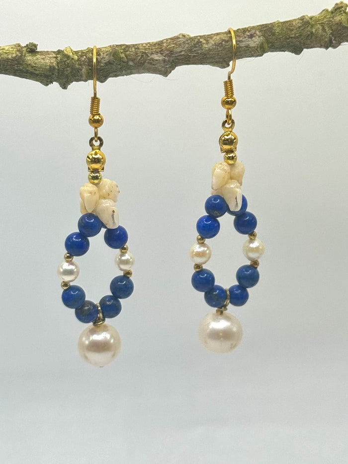 BLUE LAPIZ DANGLE EARRINGS