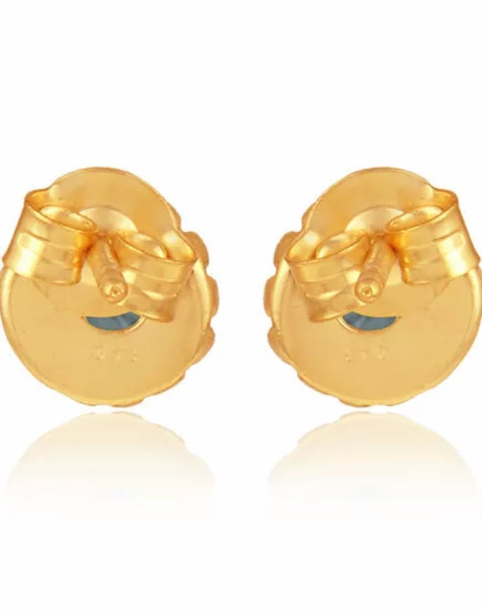 Blue Topaz Gemstones Gold Stud Earrings