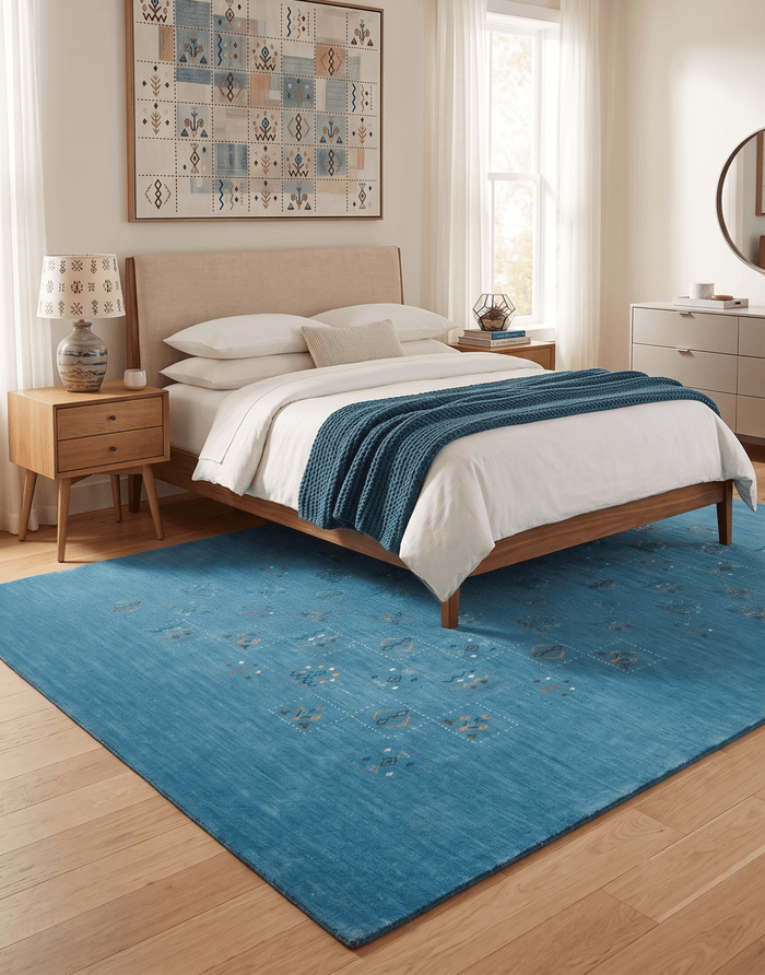 Blue Tribal Design Hand Loomed Wool Area Rug - The Rug Decor