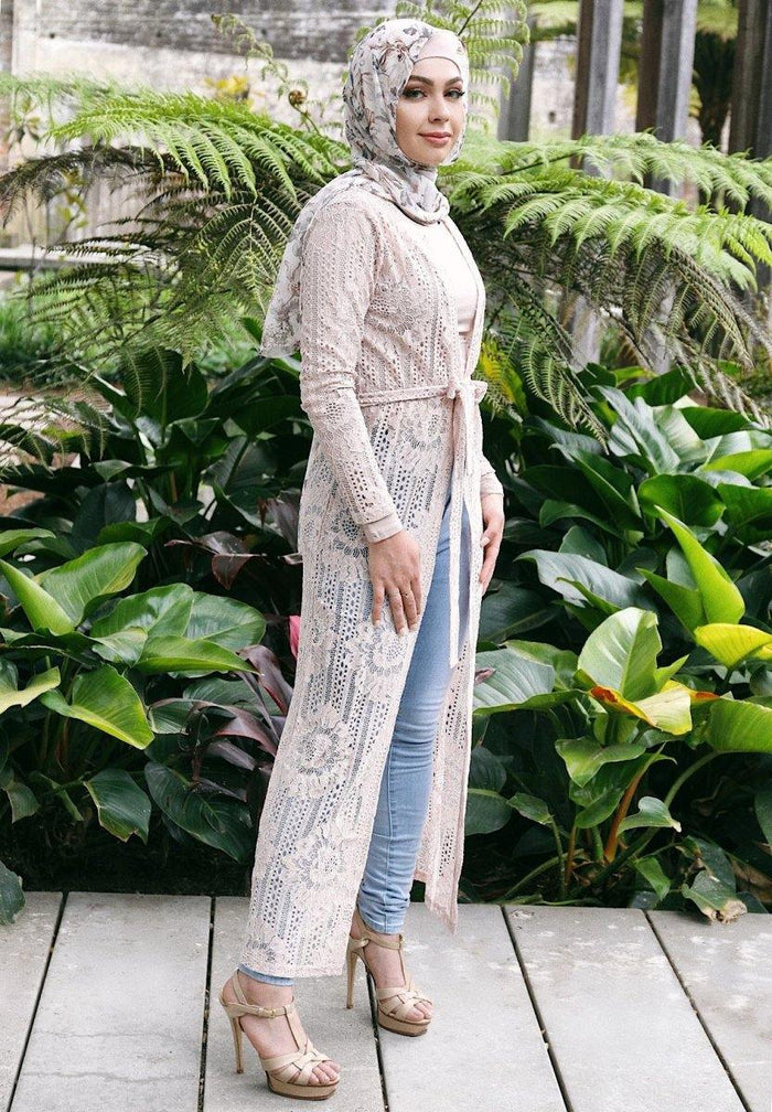 Blush Lace Tie Waist Cardigan - Divinity Collection