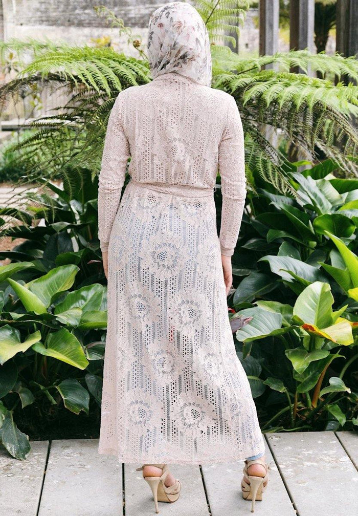 Blush Lace Tie Waist Cardigan - Divinity Collection