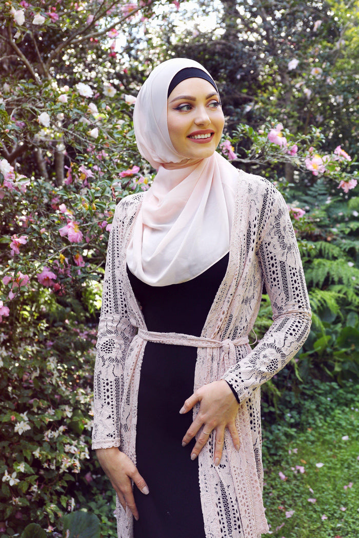 Blush Lace Tie Waist Cardigan - Divinity Collection
