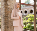 Blush Linen Pinstripe High Waisted Skirt