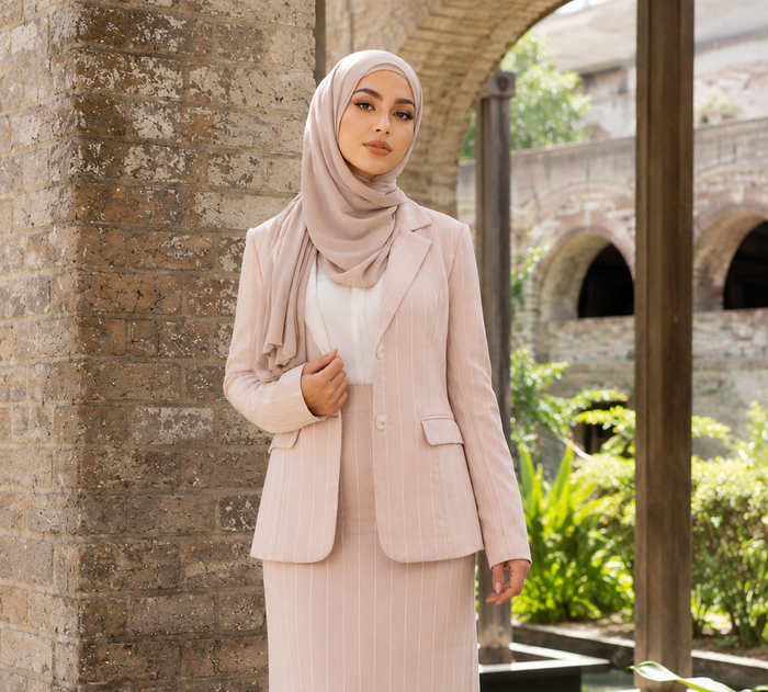 Blush Linen Power Suit