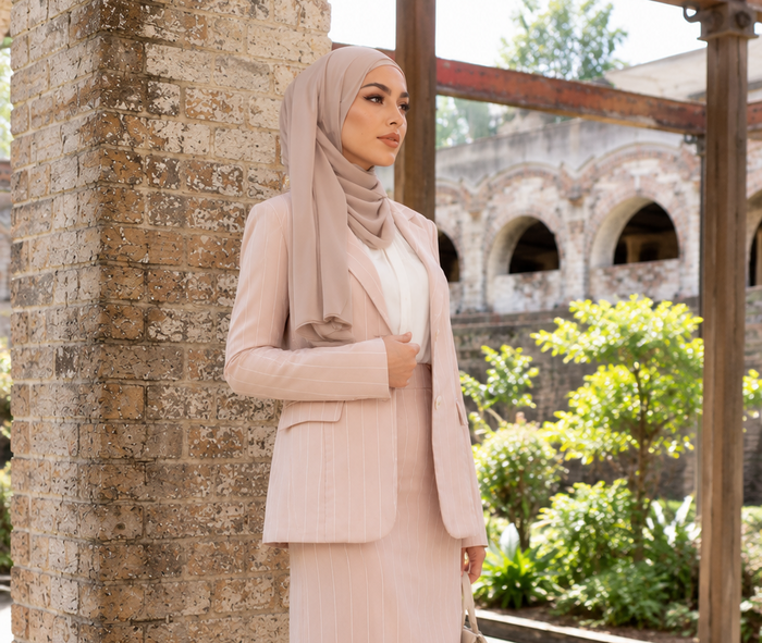 Blush Linen Power Suit