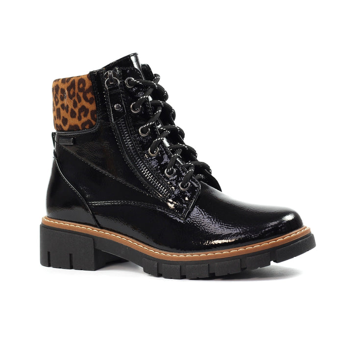 Bowen Black Patent Waterproof Boot