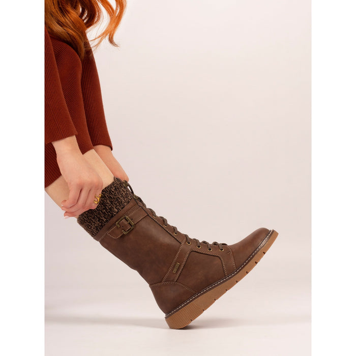 Caesar Brown Wide Fit Long Boot