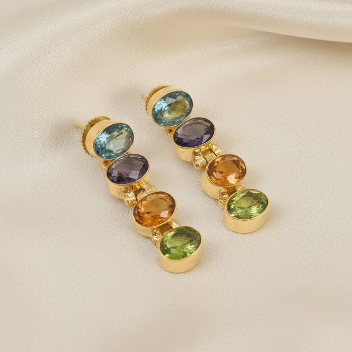 Capri Multi-Gemstone 18K Gold Vermeil Drop Earrings | Luxury Resort Jewelry