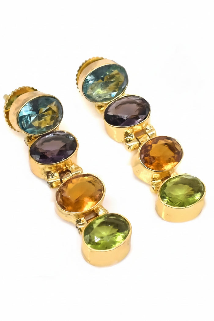 Capri Multi-Gemstone 18K Gold Vermeil Drop Earrings | Luxury Resort Jewelry