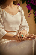 Capri Sleeping Beauty Turquoise Pavé Halo Statement Ring