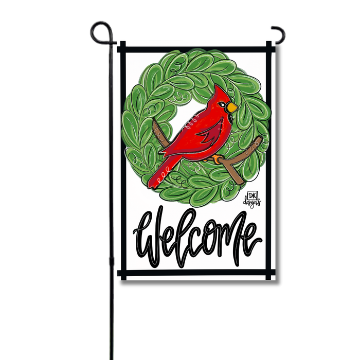 Cardinal Wreath Garden Glam Flag