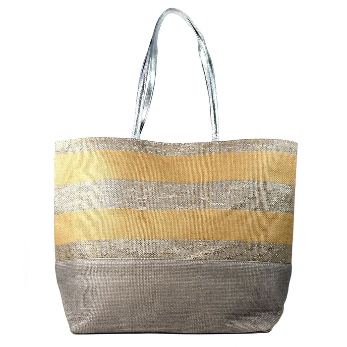 Carella Silver Stripe Beach Bag