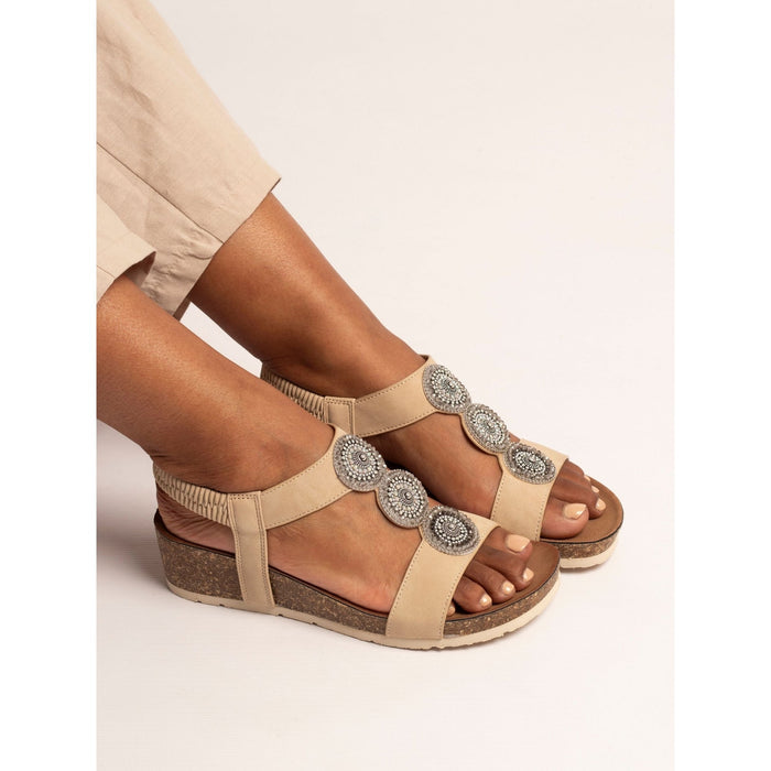 Cassidy Beige Wedge Sandal