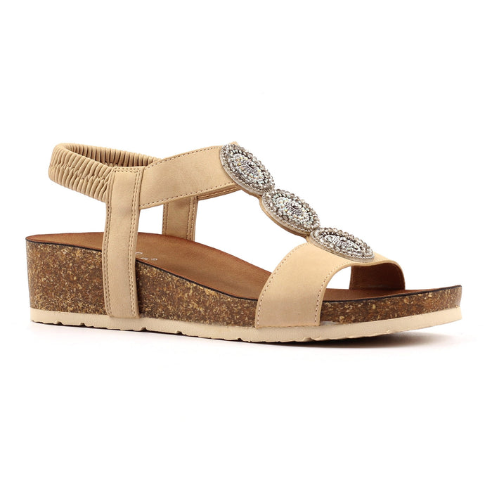 Cassidy Beige Wedge Sandal