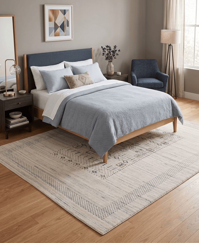Center Pattern Natural Hand Loomed Wool Area Rug - The Rug Decor