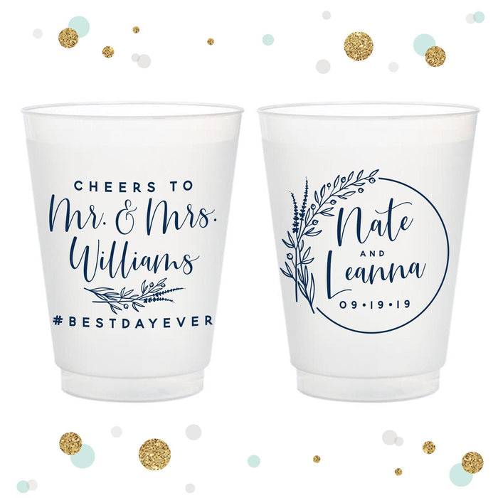 Cheers to The Mr and Mrs - 12oz or 16oz Frosted Unbreakable Plastic Cup #140