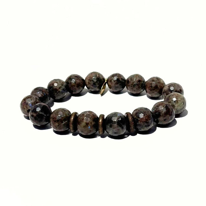Chocolate Obsidian Bracelet 12mm + Bronze Rings | One-of-a-Kind