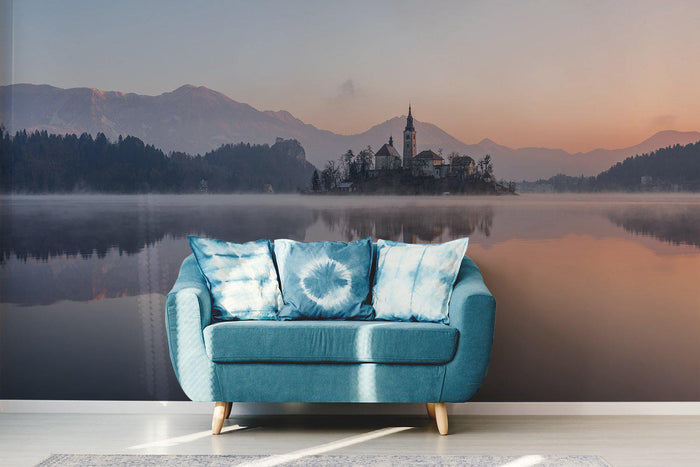 Church on Lake Wall Mural-Wall Mural-Eazywallz