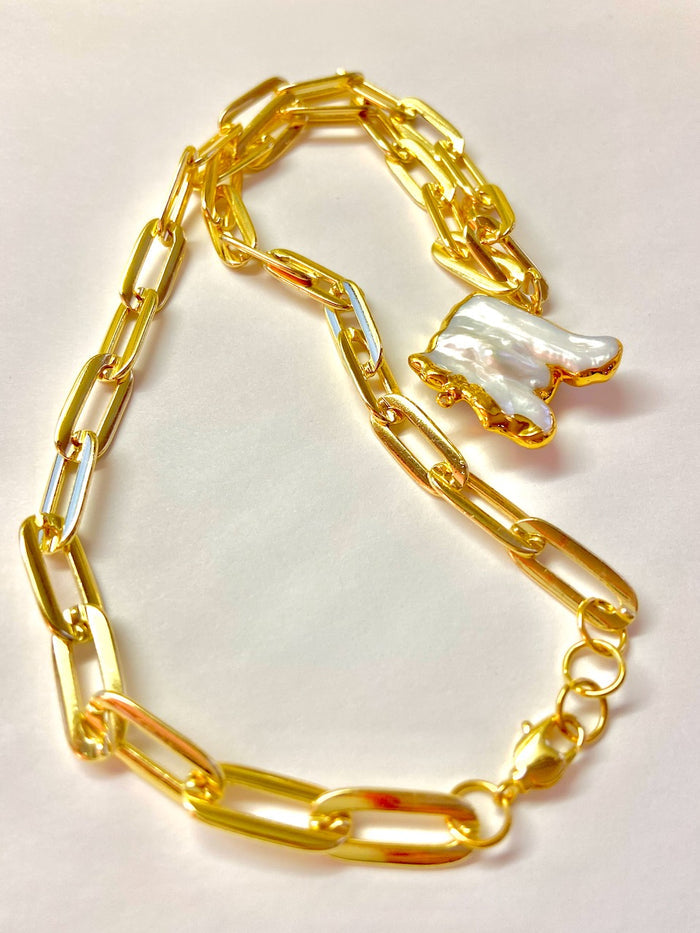 Classic "With a Twist" 18k Gold-Filled Chain Necklace with Keshi Pearl Pendant