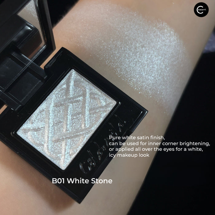 COLD N WILD B01 White Stone single eyeshadow in open compact with swatch