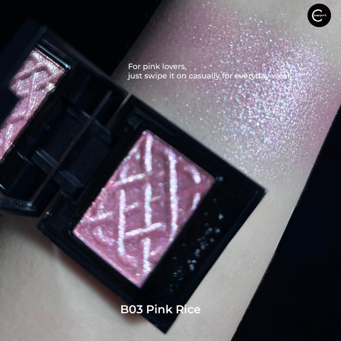 COLD N WILD B03 Pink Rice single micro-shimmer satin eyeshadow compact and swatch