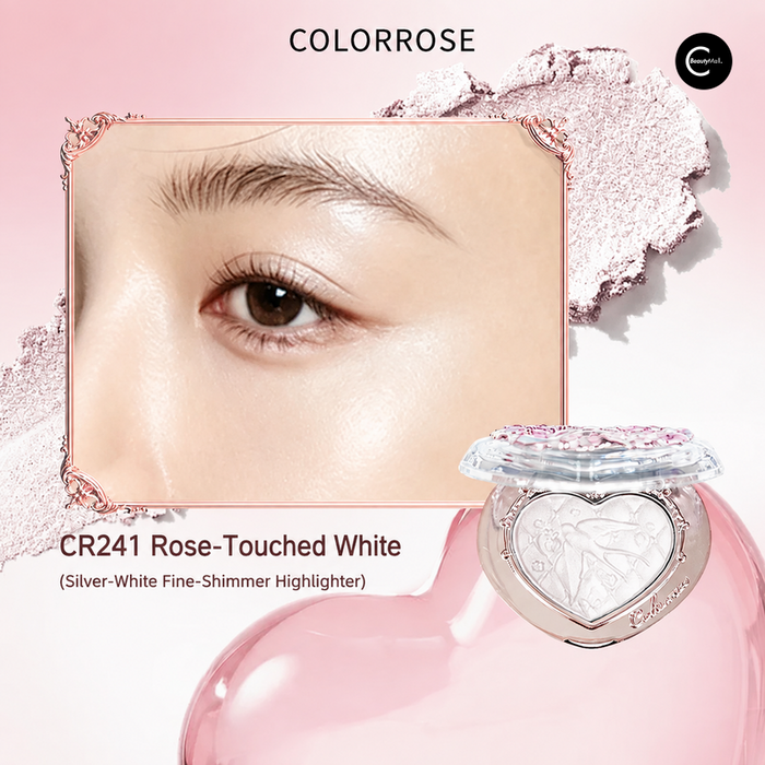 COLORROSE CR241 White Swallow Carries Rose highlighter compact with eye look close-up