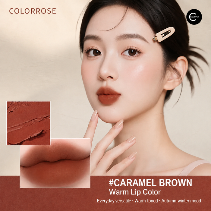 COLORROSE CR220 Caramel Warm Brown lip color model result