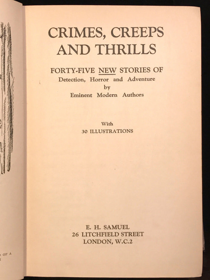 CRIMES, CREEPS AND THRILLS, Assorted Authors, 1st/1st 1936 Supernatural Illustr.