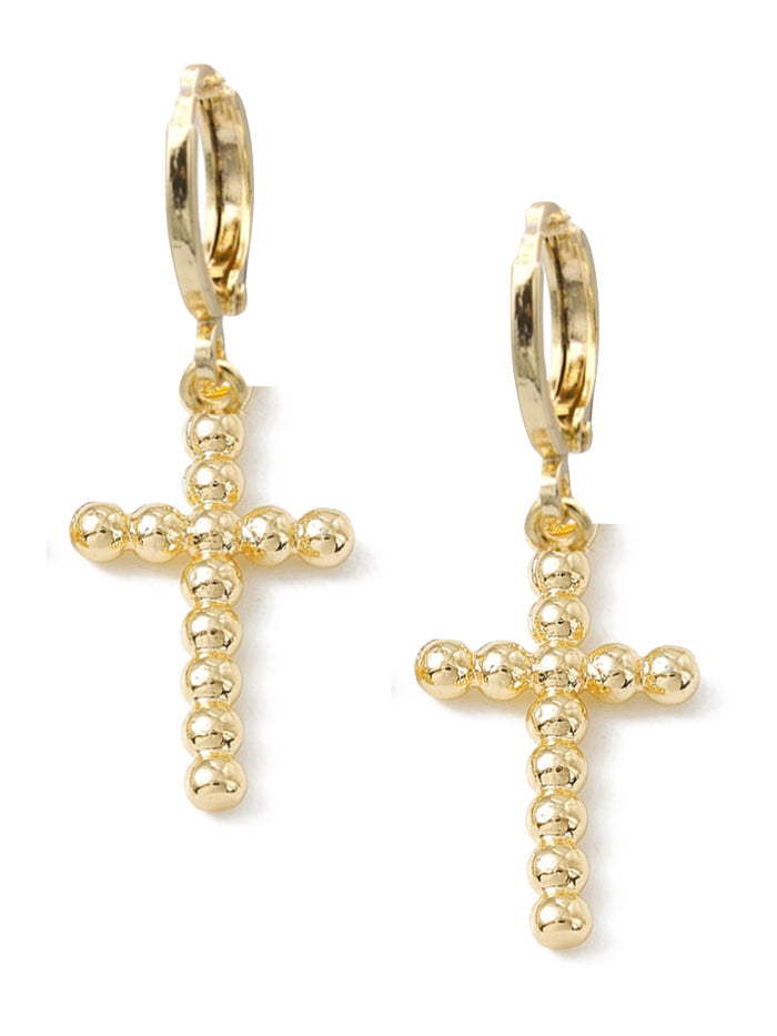 CROSSROADS Cross Huggie Earrings