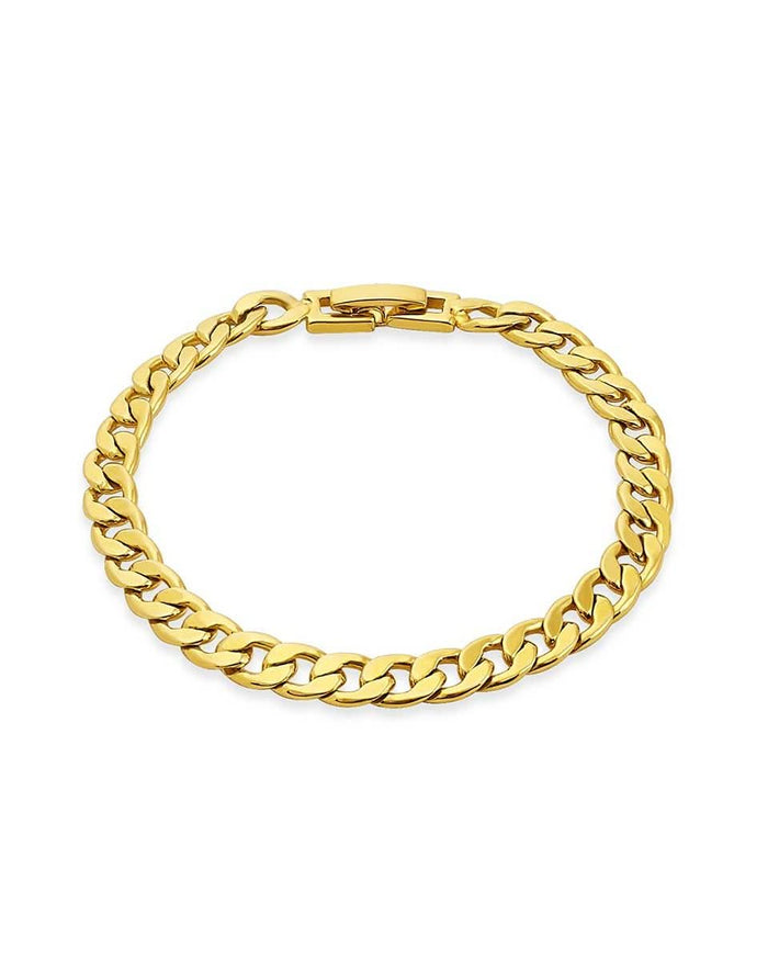 gold Cuban link bracelet on white background
