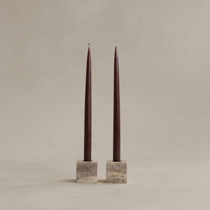 101 Copenhagen - Cube Candle Holders -  Silver Travertine - Candle Holder