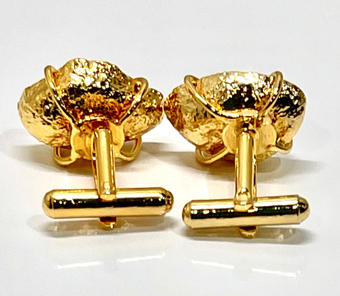 Cufflinks - Black Druzy/Geode Gold Electroplated