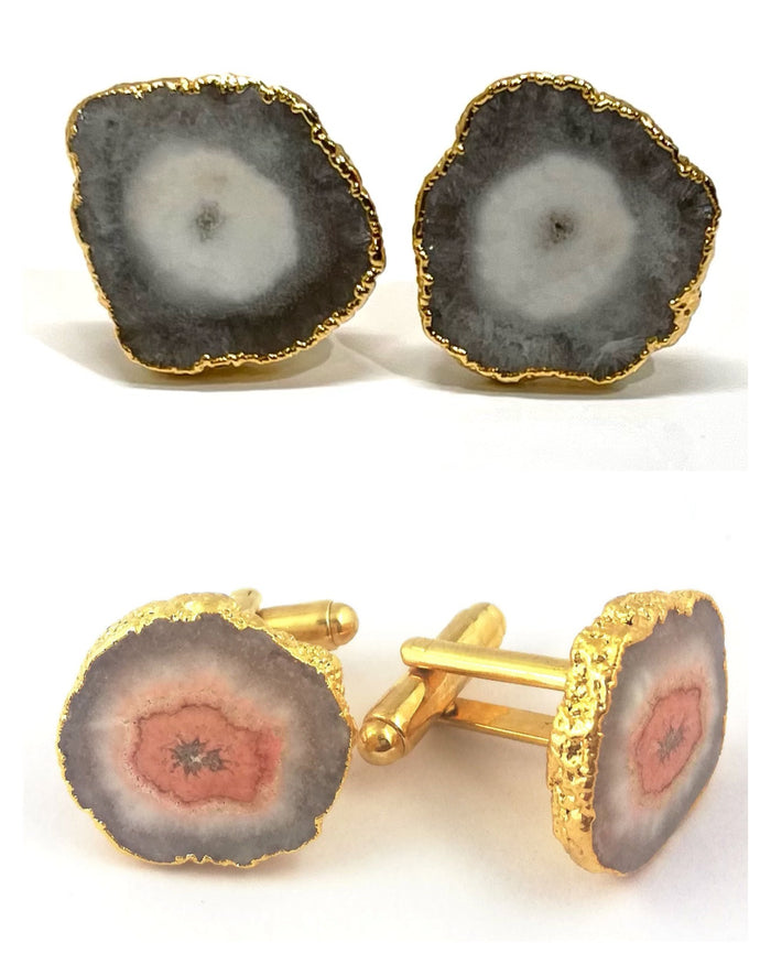 Cufflinks - Geode 24k Gold Electroplated