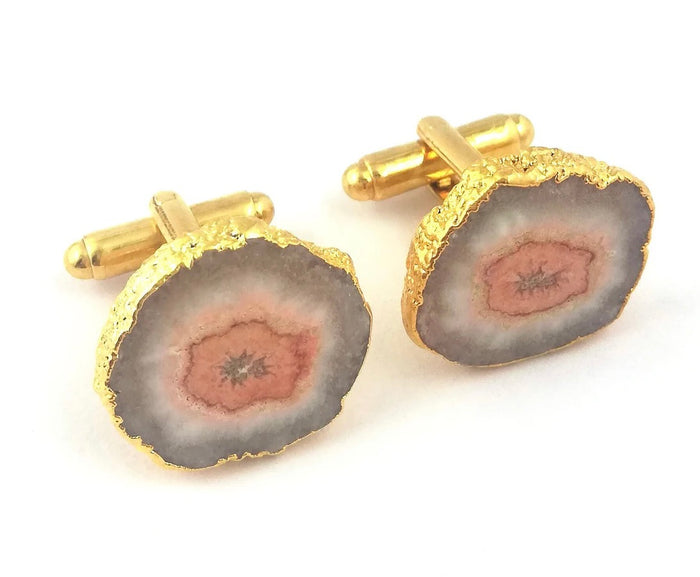 Cufflinks - Geode 24k Gold Electroplated